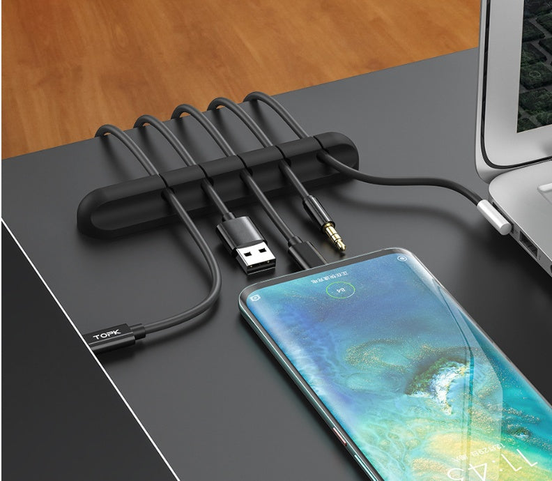 Organizador de Cables USB Silicona — Clips Multipropósito
