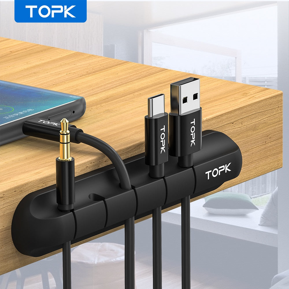 Organizador de Cables USB Silicona — Clips Multipropósito