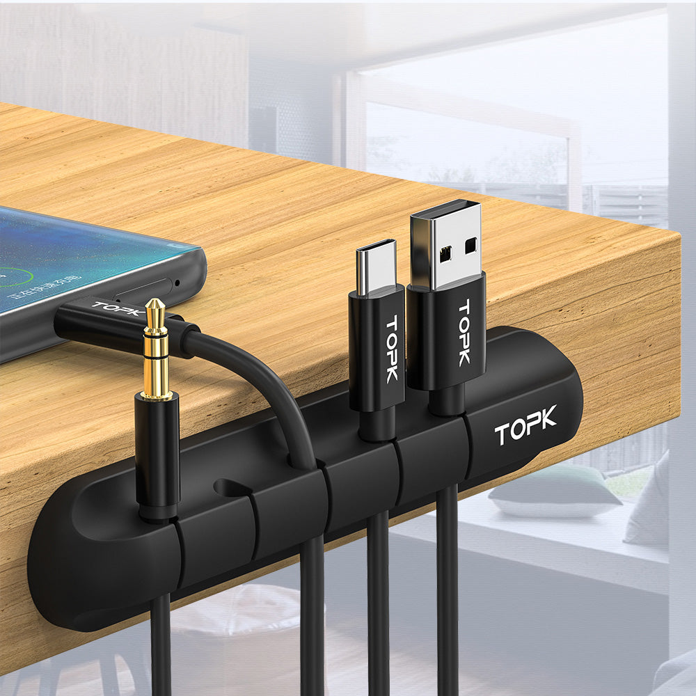 Organizador de Cables USB Silicona — Clips Multipropósito